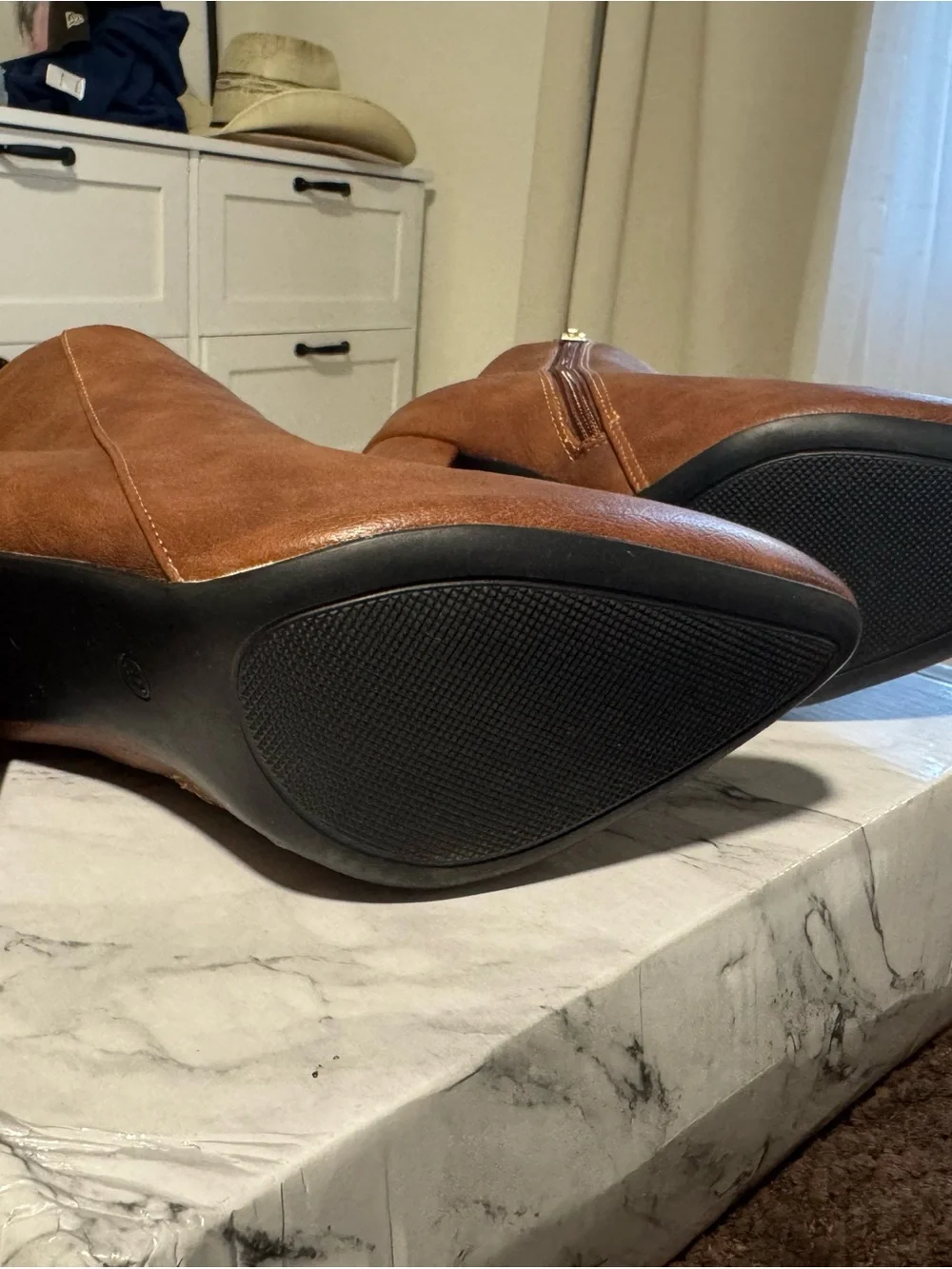 Women's Brown Ankle Boots with Side Zip